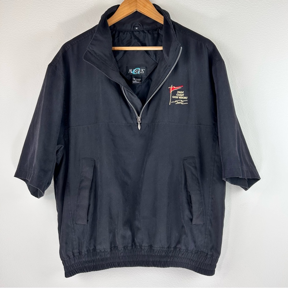 Aureus Men’s Black Quarter Zip Short Sleeve Golf Windbreaker Size M